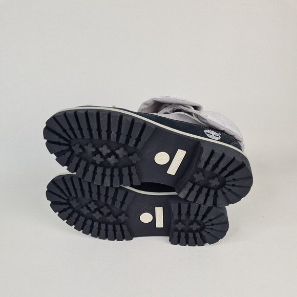 Timberland Roll Top Boys Boots Waterproof Navy Leather Winter New - Picture 9 of 12